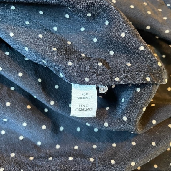 Vince LARGE Polka Dot Silk Utility Shirt Navy White - Picture 5 of 7